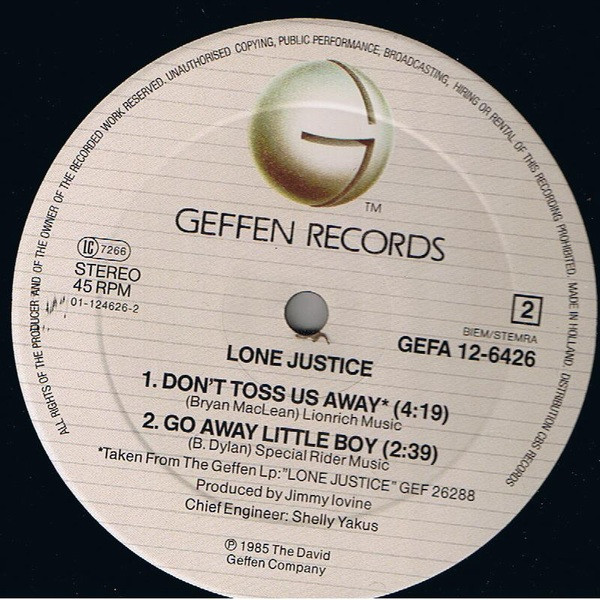 Vinyl / Occasion Rock Punk - Geffen Records, Records GEFA 12-6426, A 12-6426 Sweet, Sweet Baby (I'm Falling) (Remix)