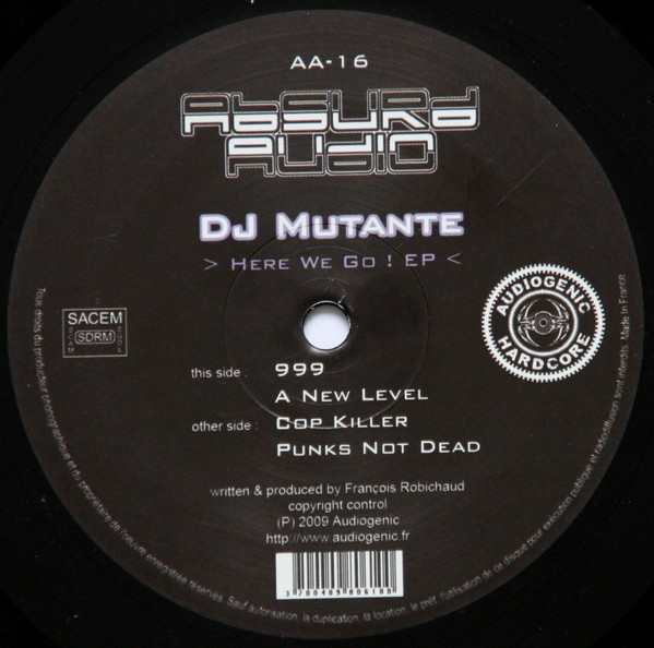 Vinyl / Neuf Hardcore - Absurd Audio AA-16 Here We Go ! EP DJ Mutante 12",