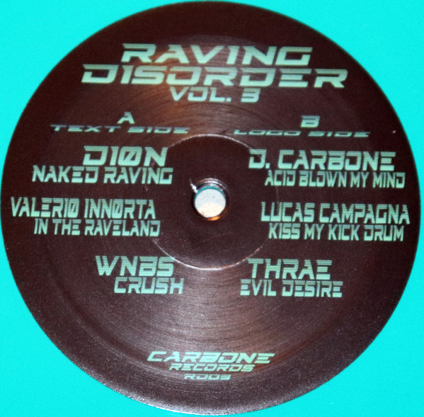 Vinyl / Neuf Hardcore Techno Hardtechno Trance - Carbone Records (2) RD03 Raving Disorder Vol.3 Various 12", Ltd, Tur