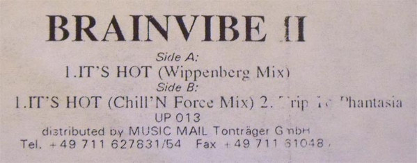 Vinyl / Occasion Techno Hardtechno Trance - Upbeat Records UP014 It's Hot Brainvibe 12", Gre