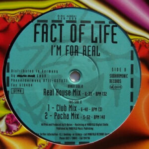 Vinyl / House Electro Minimal Occasion Techno Hardtechno Trance - Subharmonic Records SUH-009 I'm For Real Fact Of Life